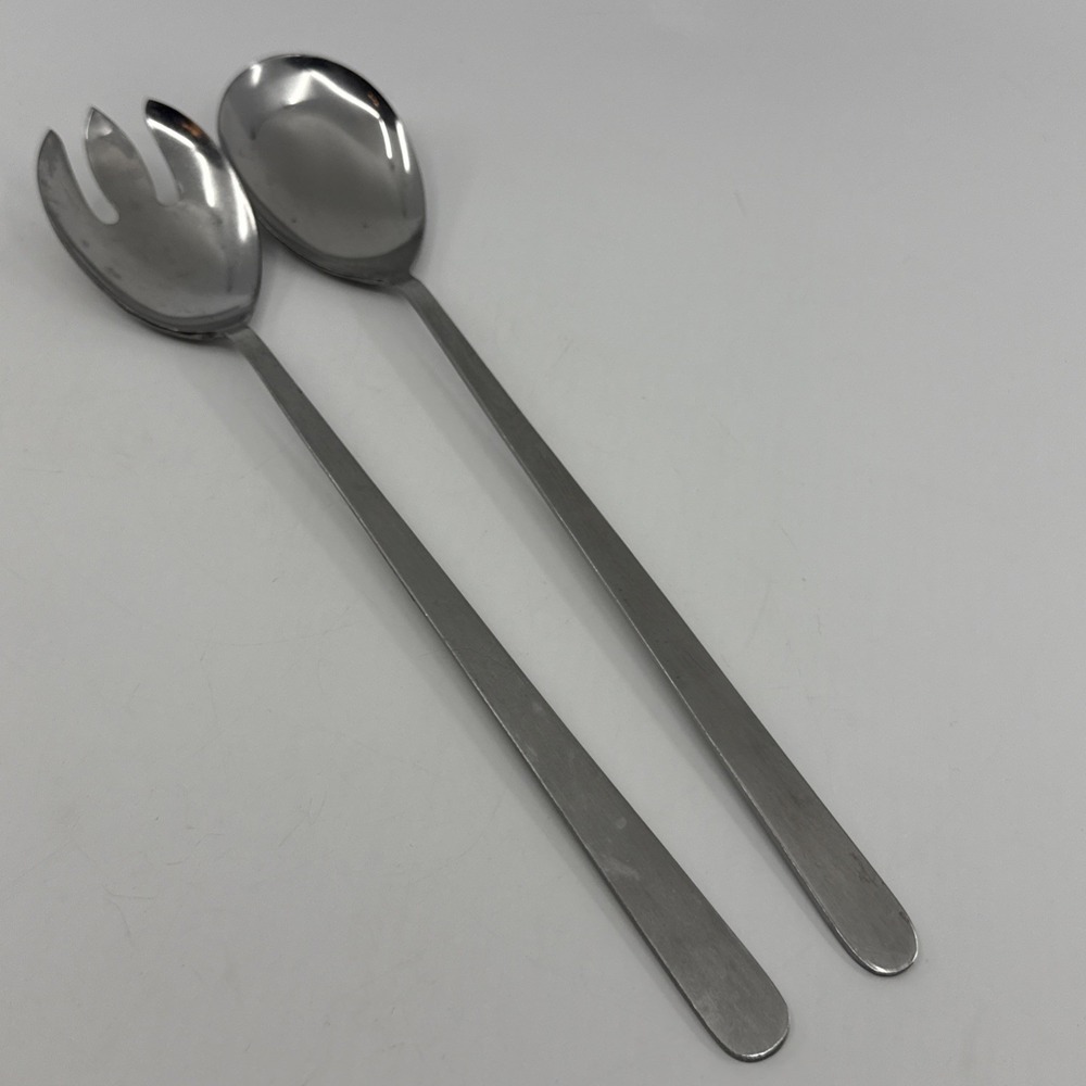Vtg Nevco Stainless Steel Serving Fork & Spoon Japan Utensil 10.5" Long
